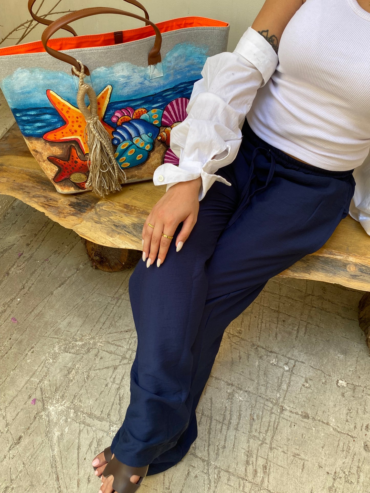 Navy Linen Pants