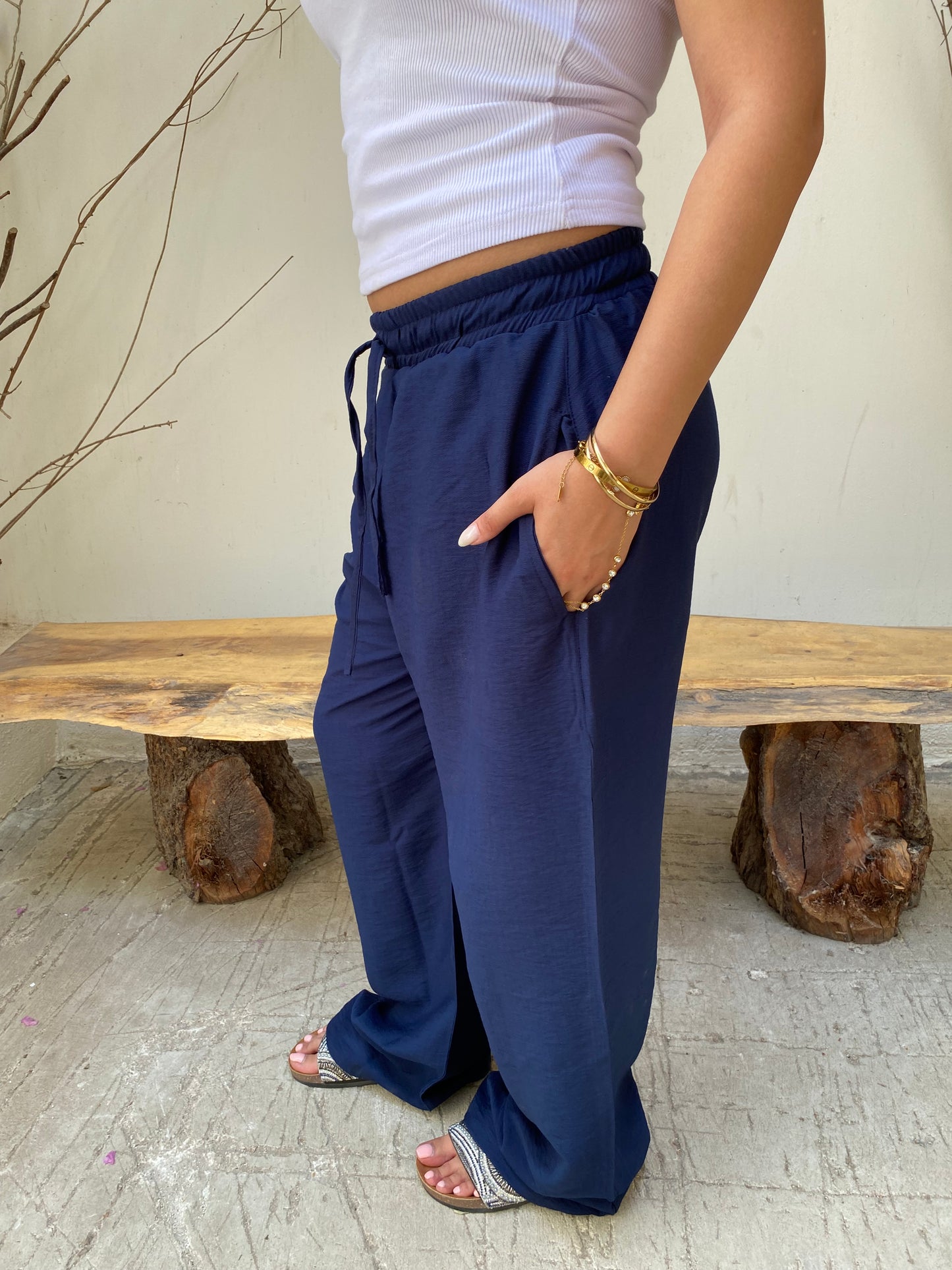 Navy Linen Pants