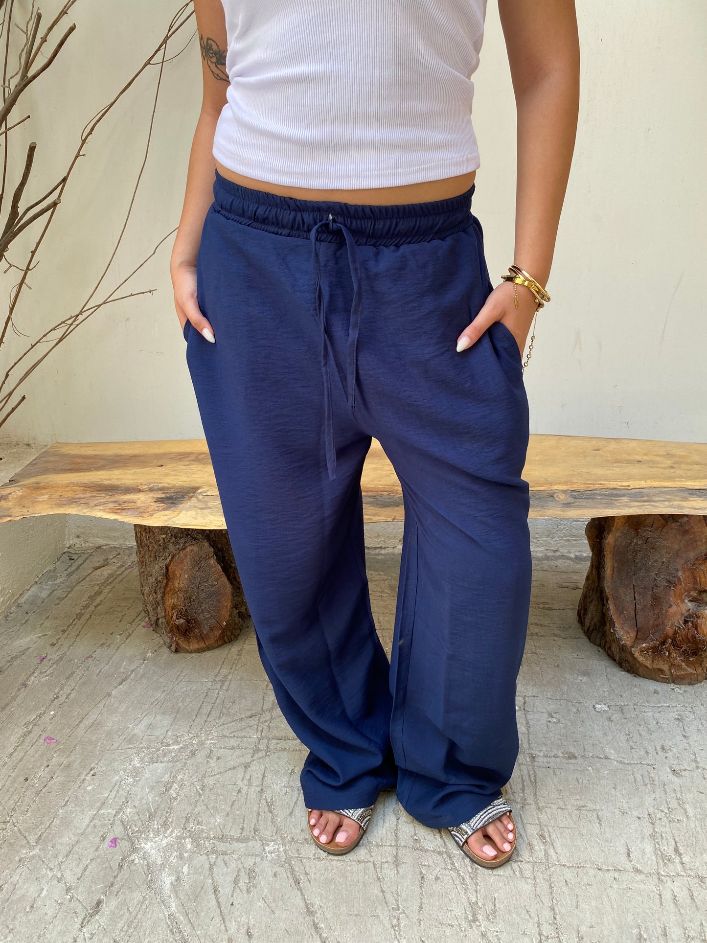 Navy Linen Pants