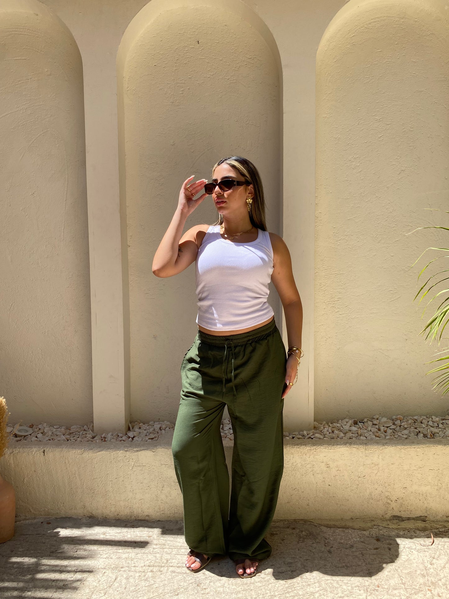 Dark Green Linen Pants