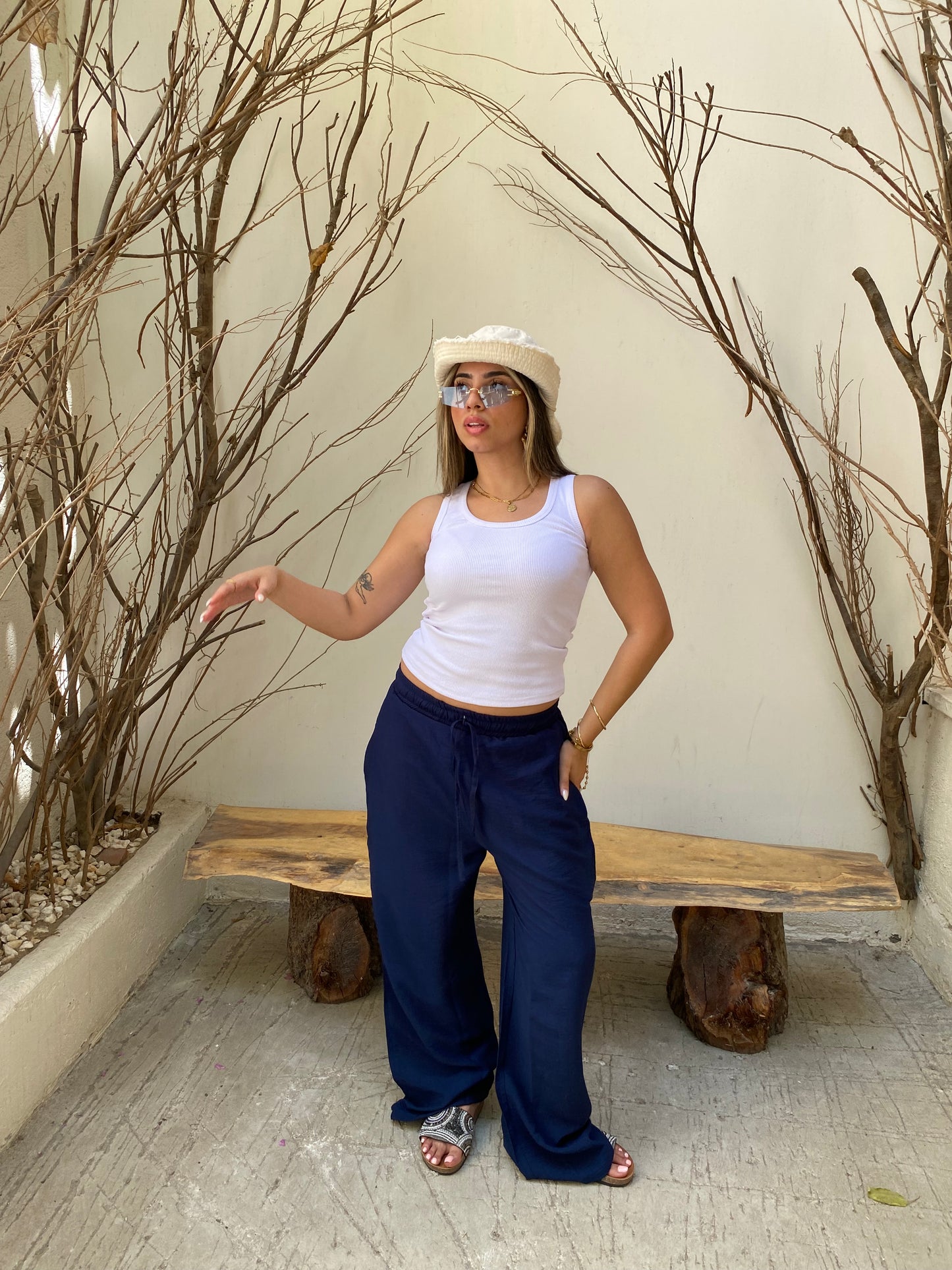 Navy Linen Pants